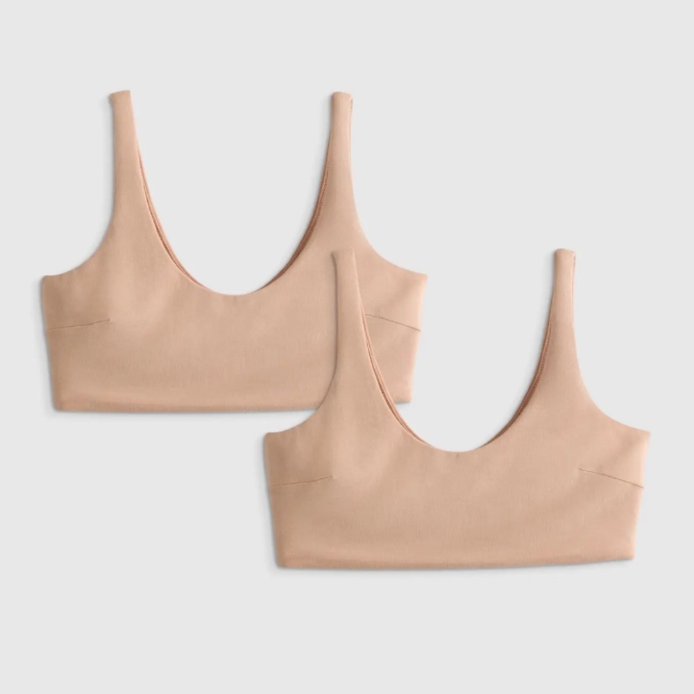 NEW QUINCE Pack Of 2 Micromodal Maternity & Postpartum Bras Warm Sand 25